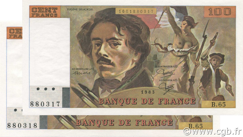 100 Francs DELACROIX modifié FRANCE  1983 F.69.07 NEUF