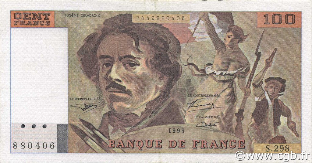 100 Francs DELACROIX 442-1 & 442-2 FRANCE  1995 F.69ter.02d SUP