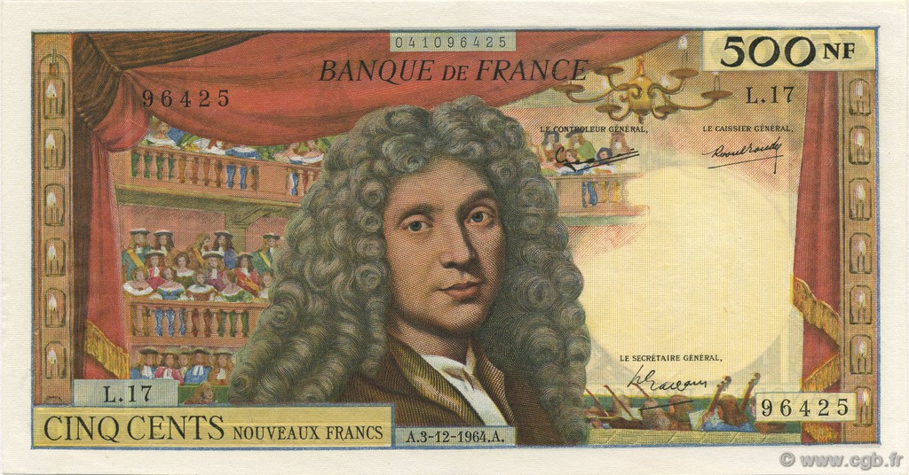 500 Nouveaux Francs MOLIÈRE FRANCE  1964 F.60.07 SUP+ à SPL