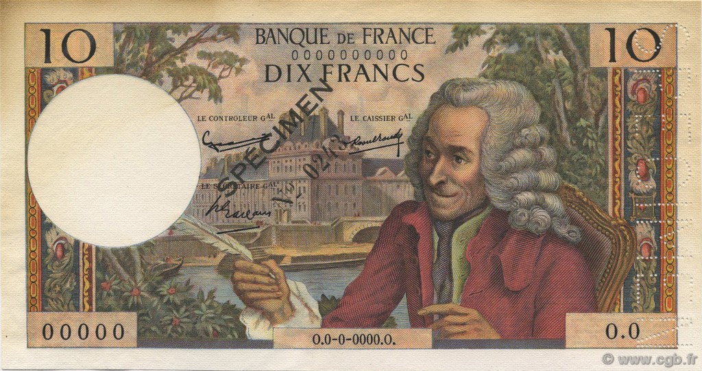 10 Francs VOLTAIRE FRANCE  1963 F.62.01Spn SPL