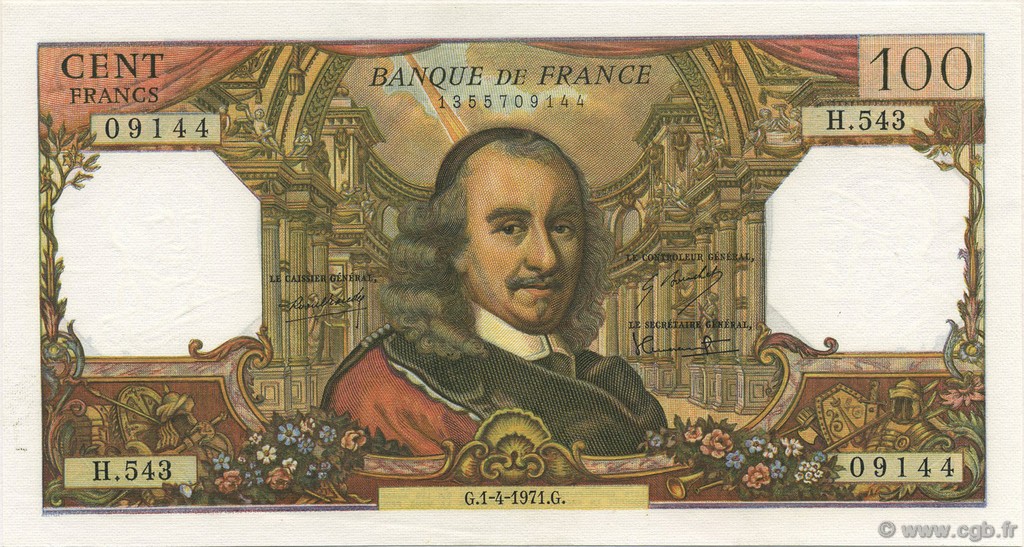 100 Francs CORNEILLE FRANCE  1971 F.65.35 pr.NEUF
