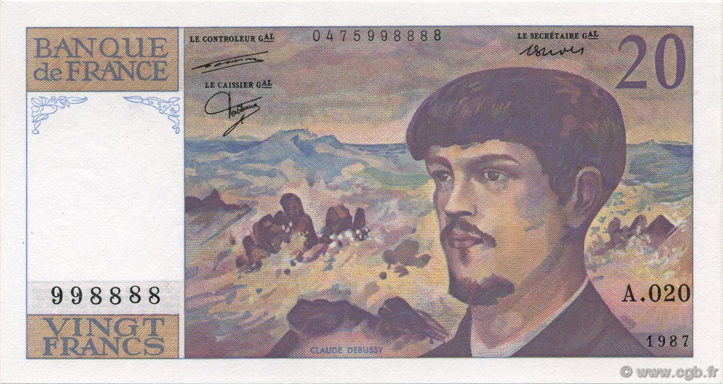 20 Francs DEBUSSY FRANCE  1987 F.66.08A20 NEUF
