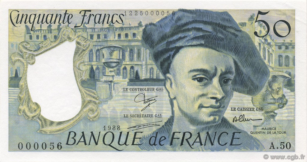 50 Francs QUENTIN DE LA TOUR FRANCE  1988 F.67.14A50 NEUF