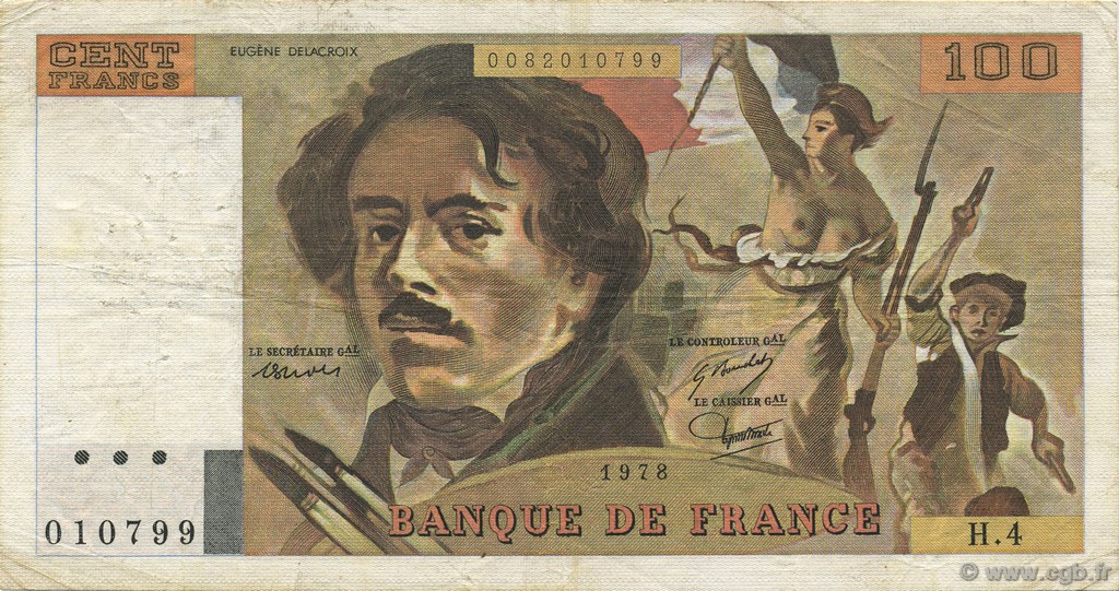 100 Francs DELACROIX FRANCE  1978 F.68.04 TTB