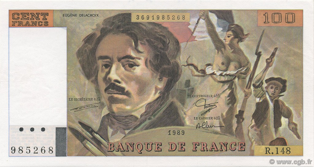 100 Francs DELACROIX modifié FRANCE  1989 F.69.13c pr.NEUF