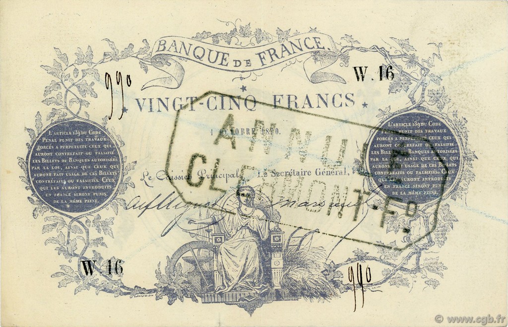 25 Francs type 1870 - Clermont-Ferrand Remplacement FRANCE  1870 F.A44.01 TTB+