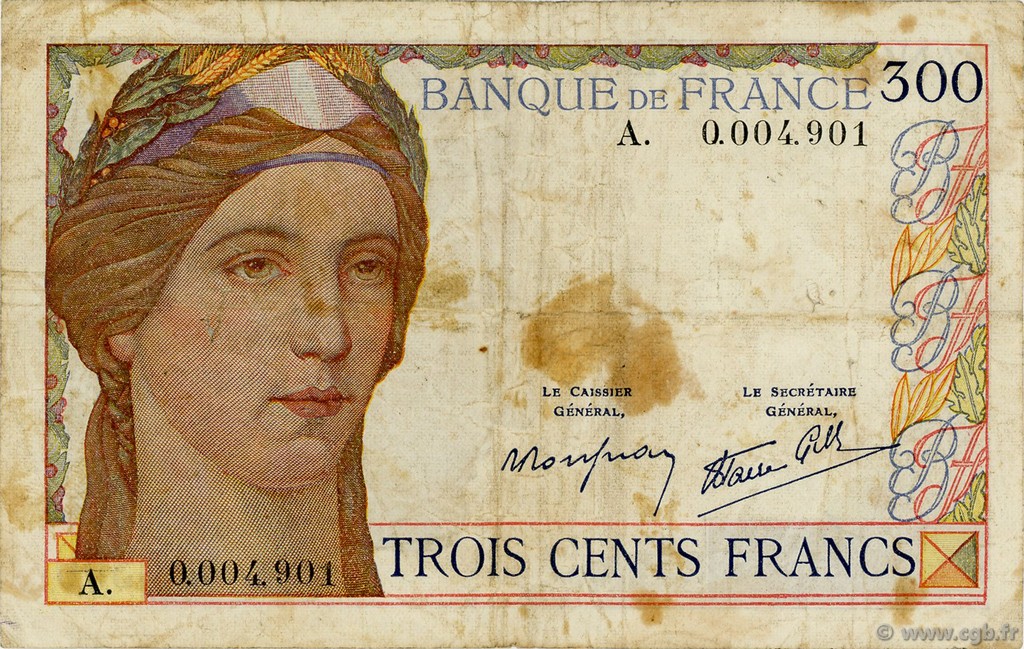 300 Francs FRANCE  1938 F.29.01A pr.TB