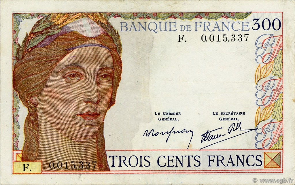 300 Francs FRANCE  1938 F.29.01 TTB