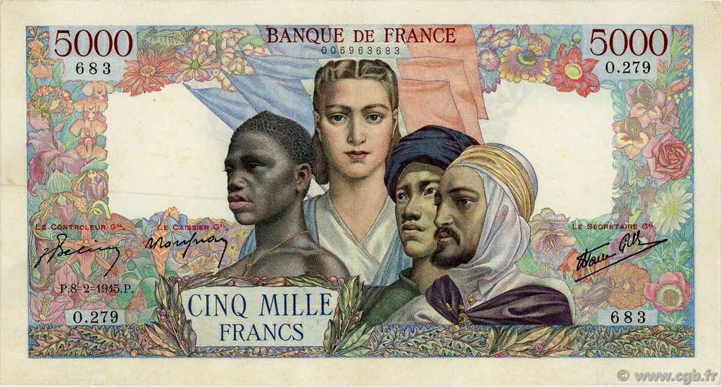 5000 Francs EMPIRE FRANCAIS FRANCE  1945 F.47.12 TTB+