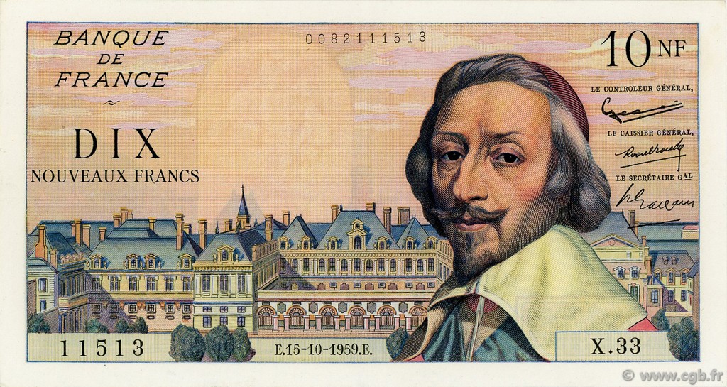10 Nouveaux Francs RICHELIEU FRANCE  1959 F.57.03 SUP