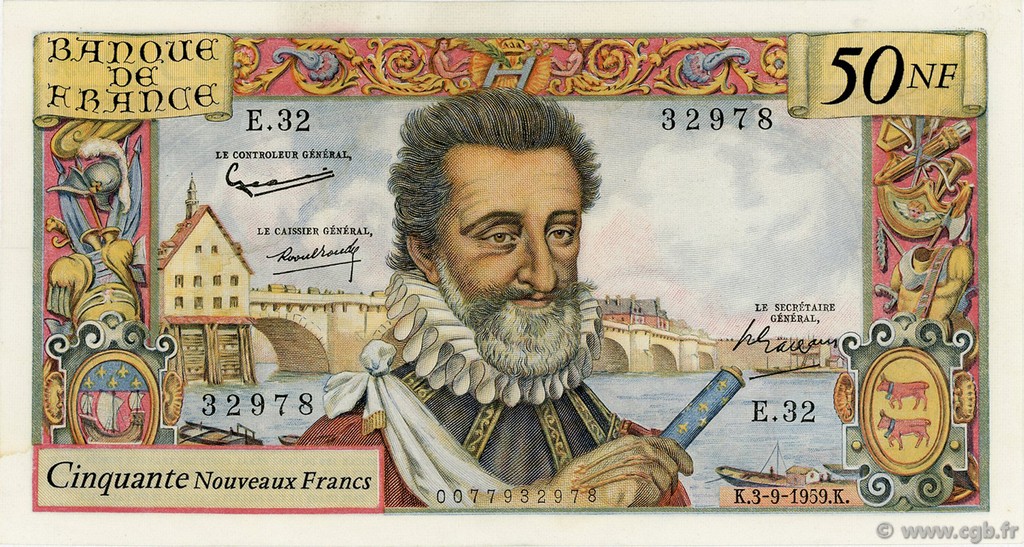 50 Nouveaux Francs HENRI IV FRANCE  1959 F.58.03 SUP
