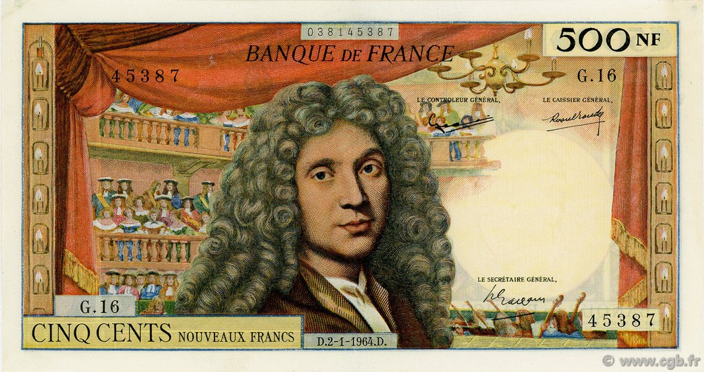 500 Nouveaux Francs MOLIÈRE FRANCE  1964 F.60.06 SUP