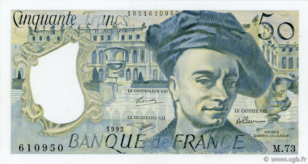 50 Francs QUENTIN DE LA TOUR FRANCE  1992 F.67.18 SPL