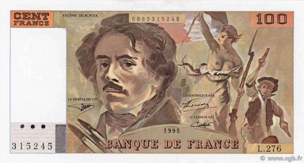100 Francs DELACROIX 442-1 & 442-2 FRANCE  1995 F.69ter.02b NEUF