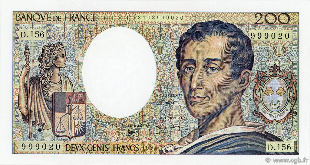 200 Francs MONTESQUIEU FRANCE  1982 F.70/2.01 NEUF