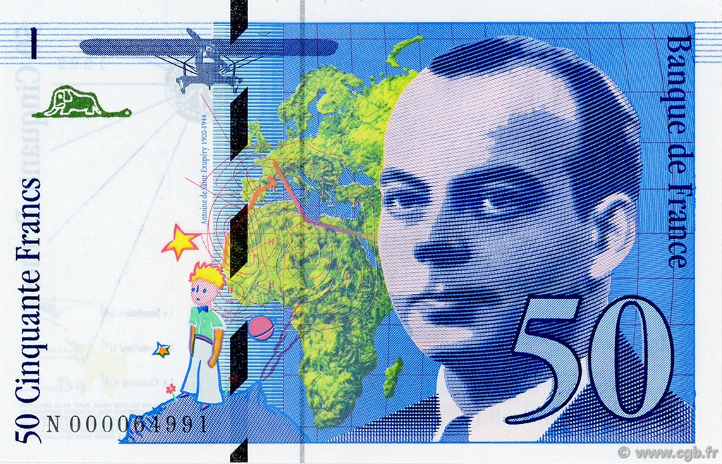 50 Francs SAINT-EXUPÉRY FRANCE  1992 F.72.01aN SPL