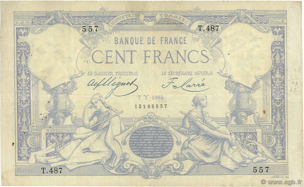 100 Francs type 1882 FRANCE  1884 F.A48.04 TTB