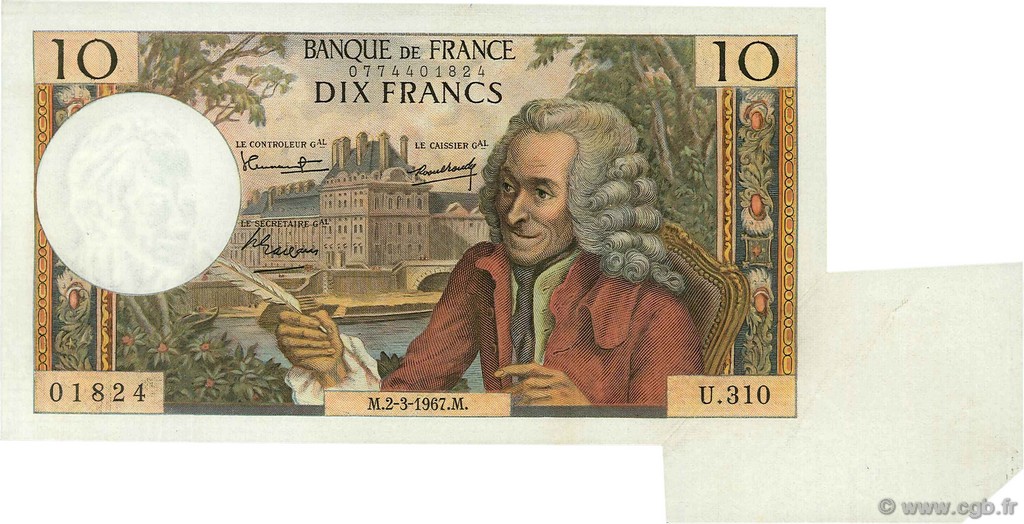 10 Francs VOLTAIRE FRANCE  1967 F.62.25 SPL