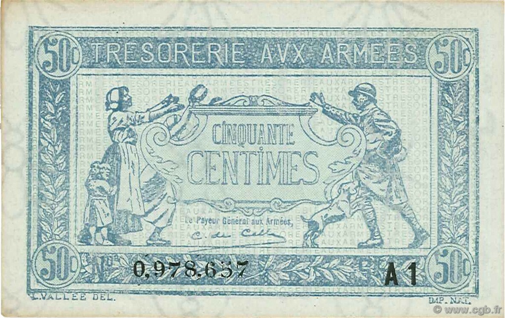 50 Centimes TRÉSORERIE AUX ARMÉES 1919 FRANCE  1919 VF.02.10 SUP