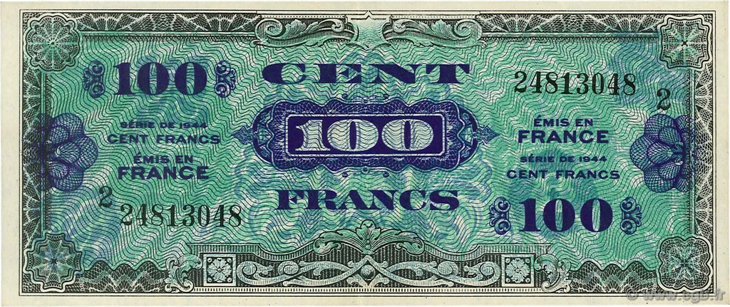 100 Francs DRAPEAU FRANCE  1944 VF.20.02 SUP