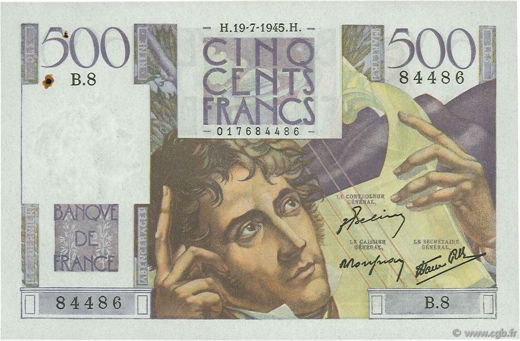 500 Francs CHATEAUBRIAND FRANCE  1945 F.34.01 SUP+