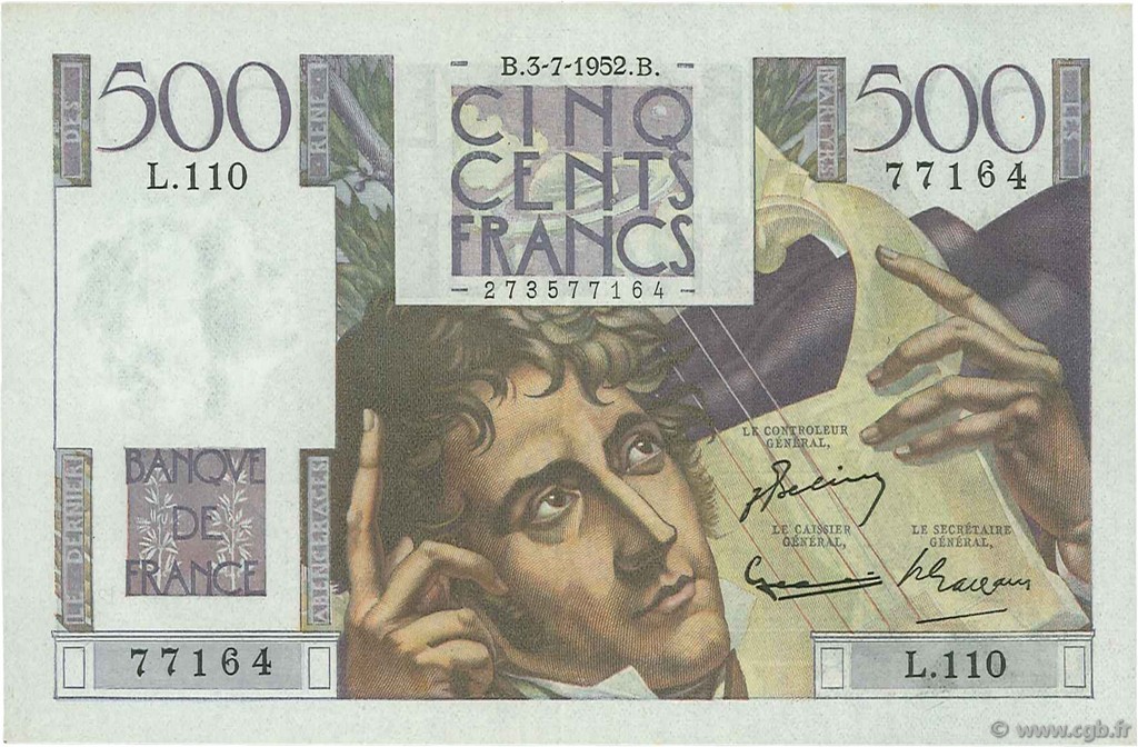 500 Francs CHATEAUBRIAND FRANCE  1952 F.34.09 pr.SPL