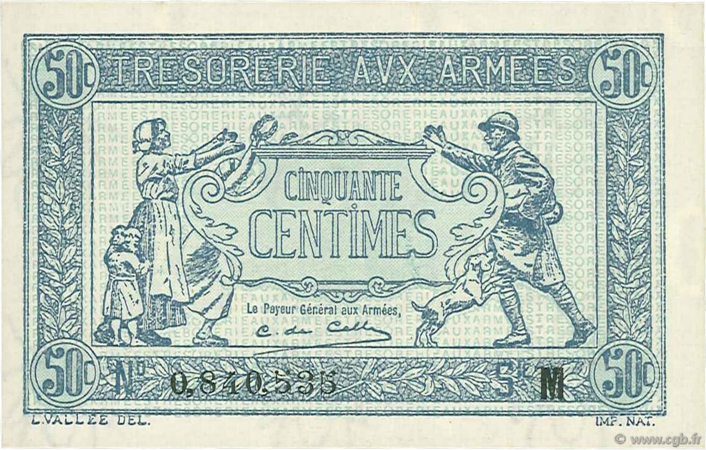 50 Centimes TRÉSORERIE AUX ARMÉES 1917 FRANCE  1917 VF.01.13 NEUF