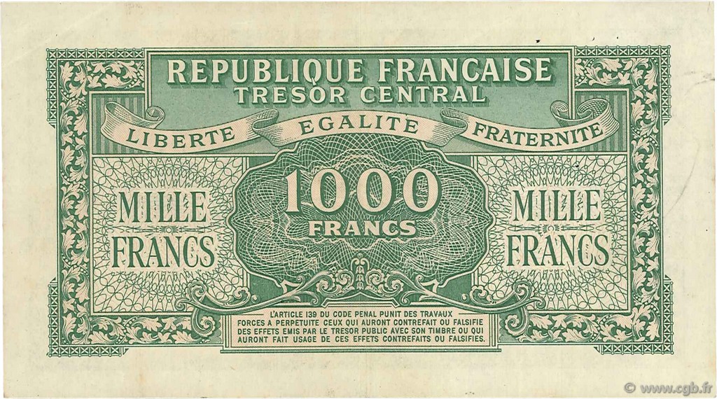 Francs Marianne Chiffres Maigres France Vf P