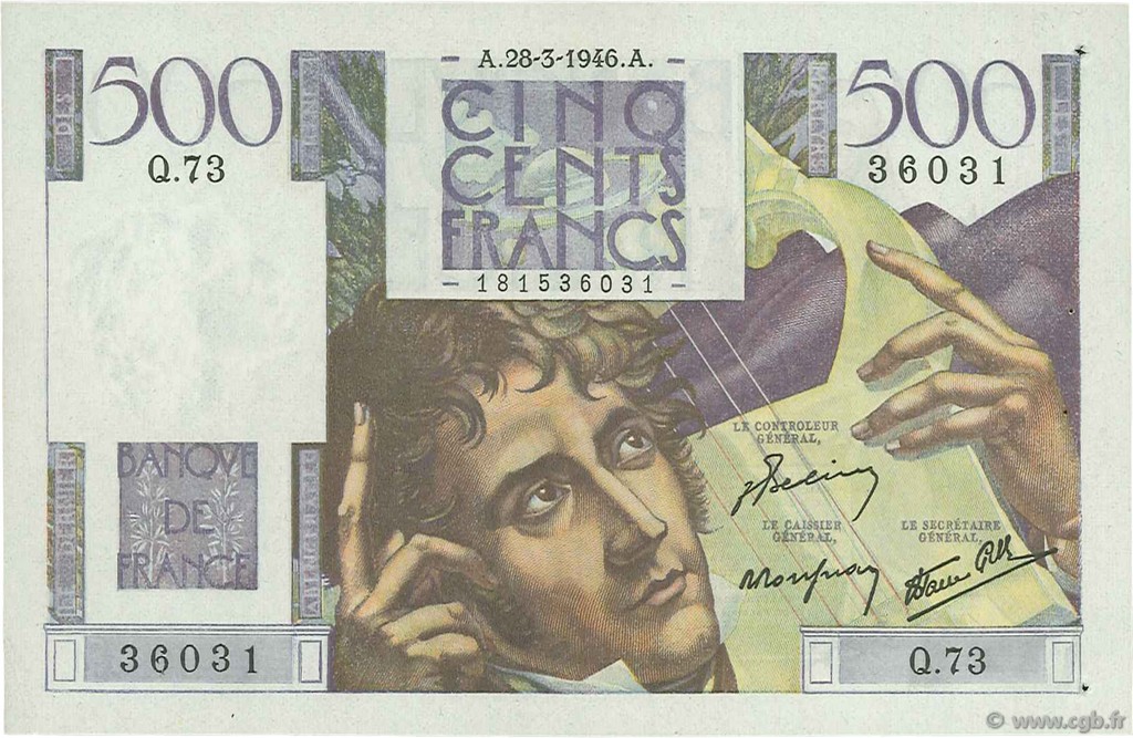 500 Francs CHATEAUBRIAND FRANCE  1946 F.34.05 pr.SPL