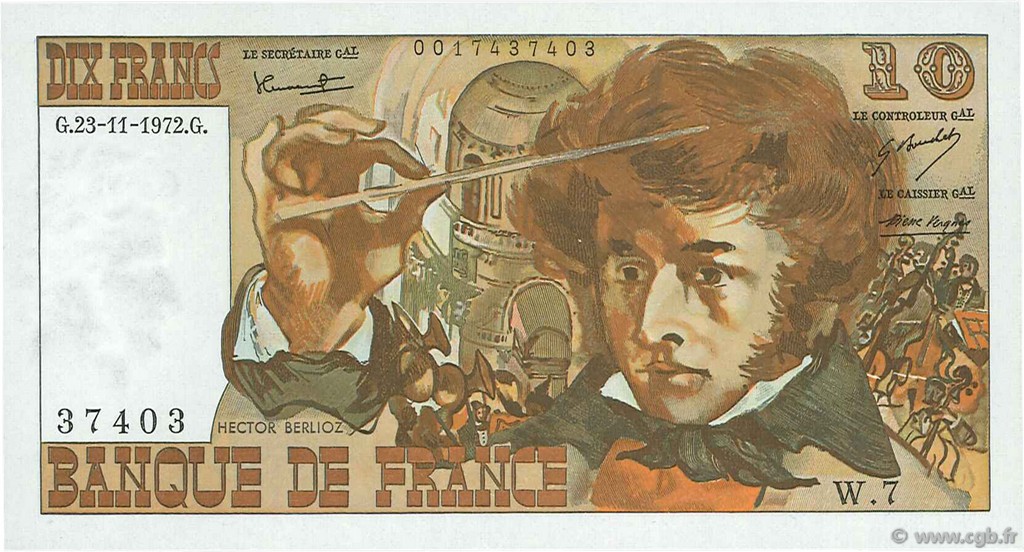 10 Francs BERLIOZ FRANKREICH 1972 F.63.01 fST