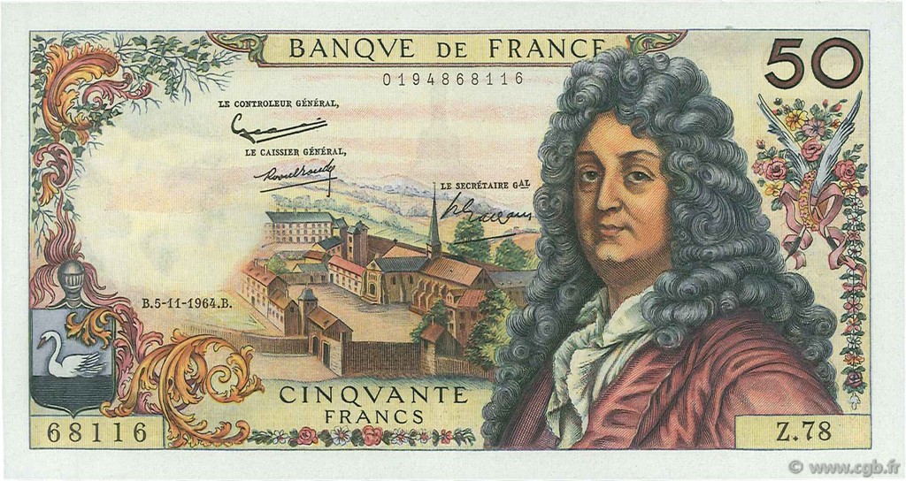 50 Francs RACINE FRANCE 1964 F.64.07 AU+