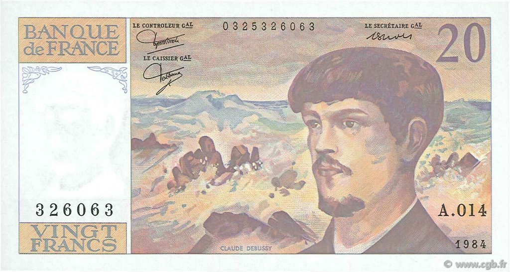 20 Francs DEBUSSY FRANCE  1984 F.66.05A14 NEUF