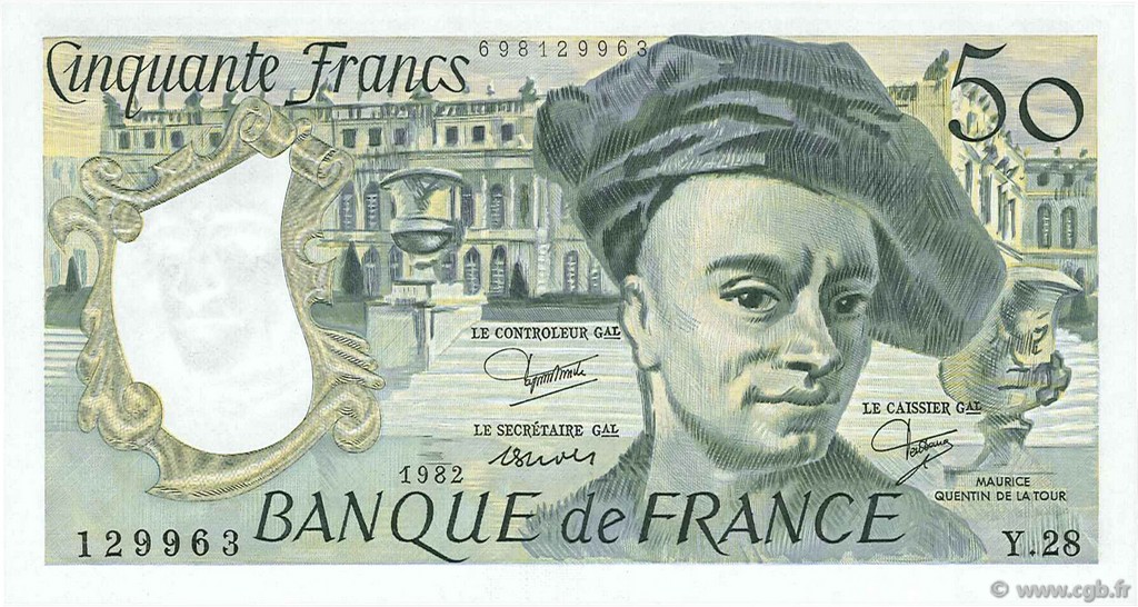 50 Francs QUENTIN DE LA TOUR FRANCIA 1982 F.67.08 q.FDC