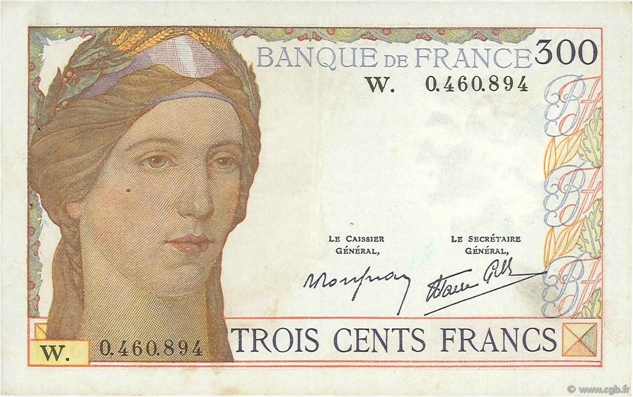 300 Francs FRANCE  1938 F.29.02 TTB