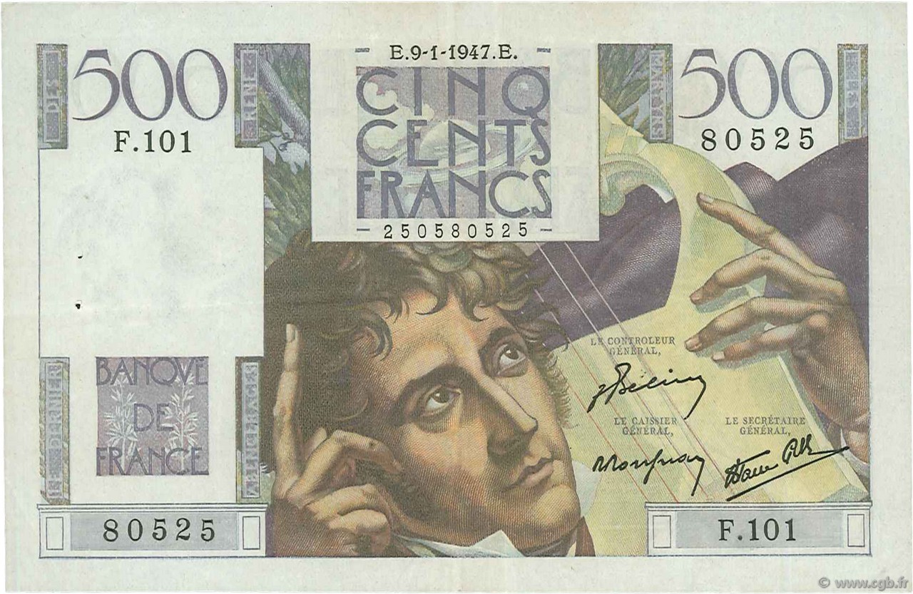 500 Francs CHATEAUBRIAND FRANCE  1947 F.34.07 TTB+
