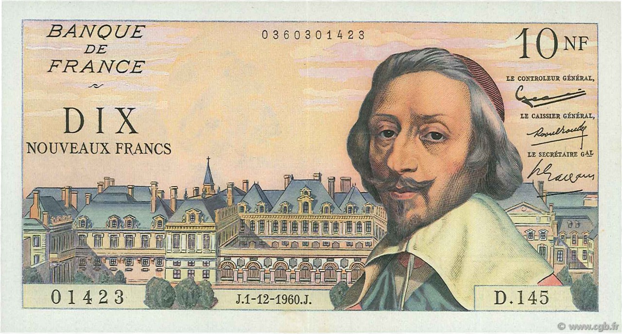 10 Nouveaux Francs RICHELIEU FRANCE  1960 F.57.12 SUP+