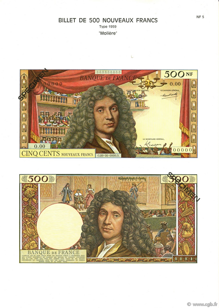500 Nouveaux Francs MOLIÈRE FRANCE  1975 F.60pl NEUF