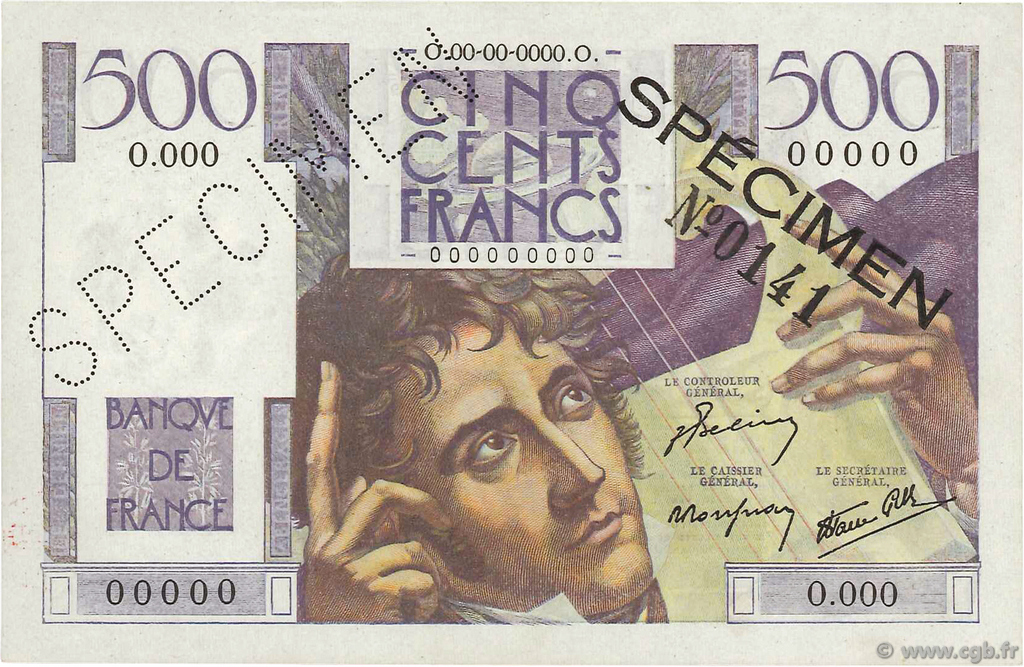 500 Francs CHATEAUBRIAND FRANCE  1945 F.34.01Spn2 UNC-