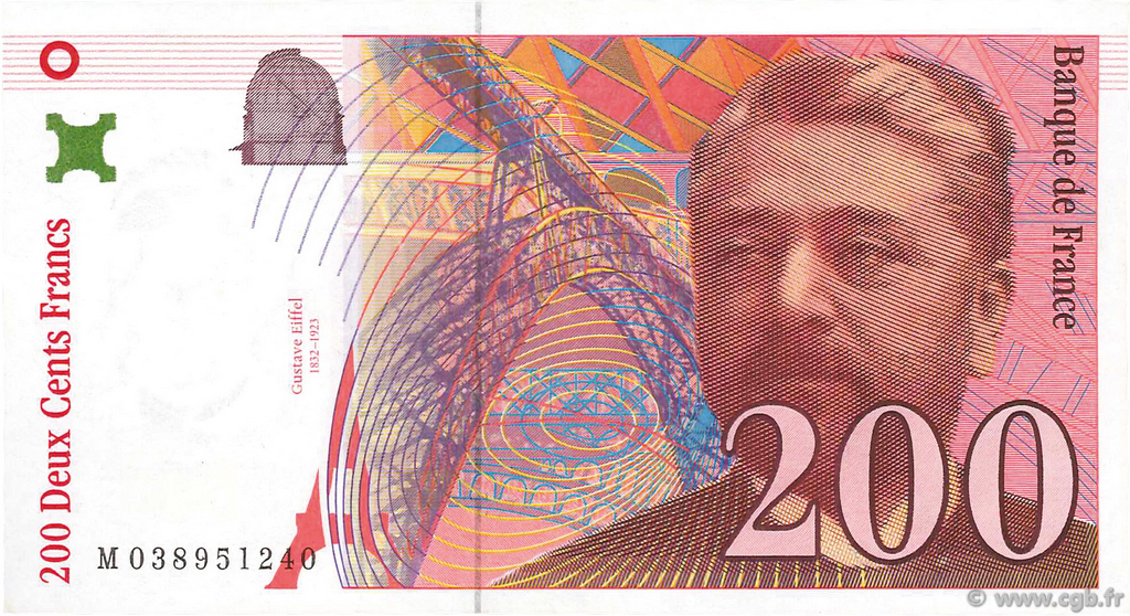 200 Francs EIFFEL Sans STRAP FRANCE  1996 F.75f4.03 SPL