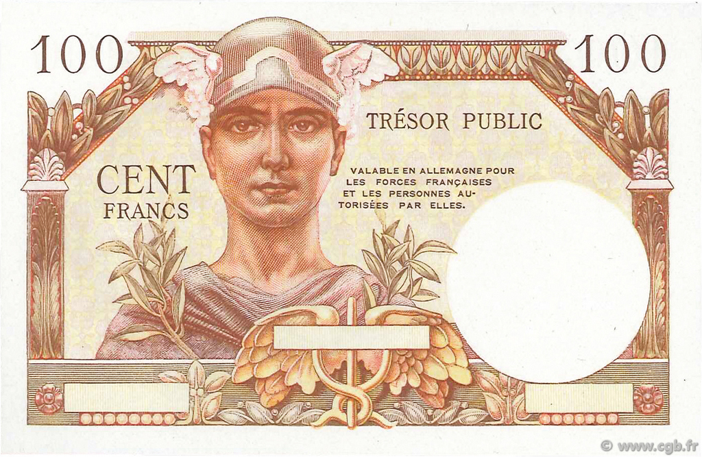 100 Francs TRÉSOR PUBLIC FRANCE  1955 VF.34.00Ec NEUF