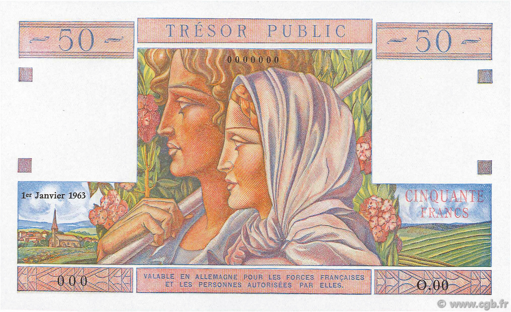 50 Francs TRÉSOR PUBLIC FRANCE  1963 VF.40.00Ed NEUF