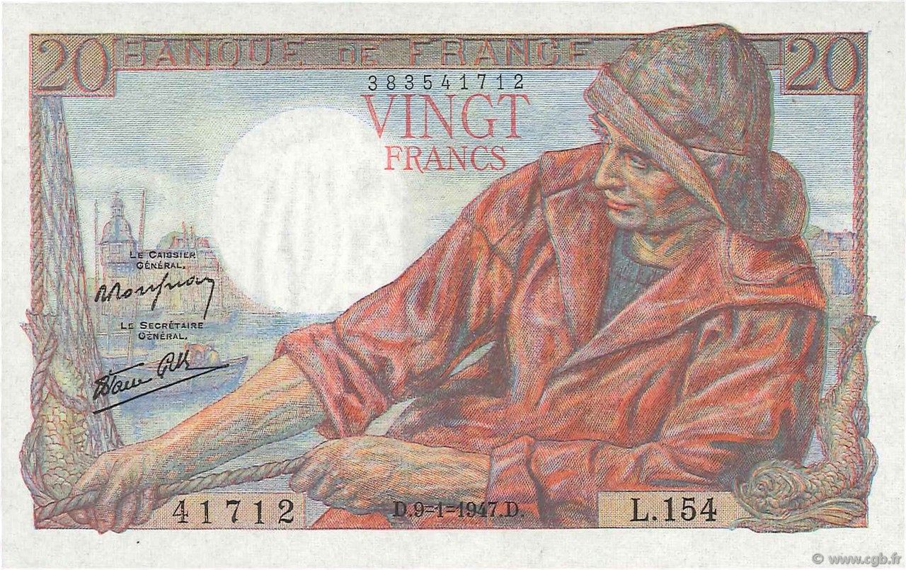 20 Francs PÊCHEUR FRANCE  1947 F.13.11 NEUF