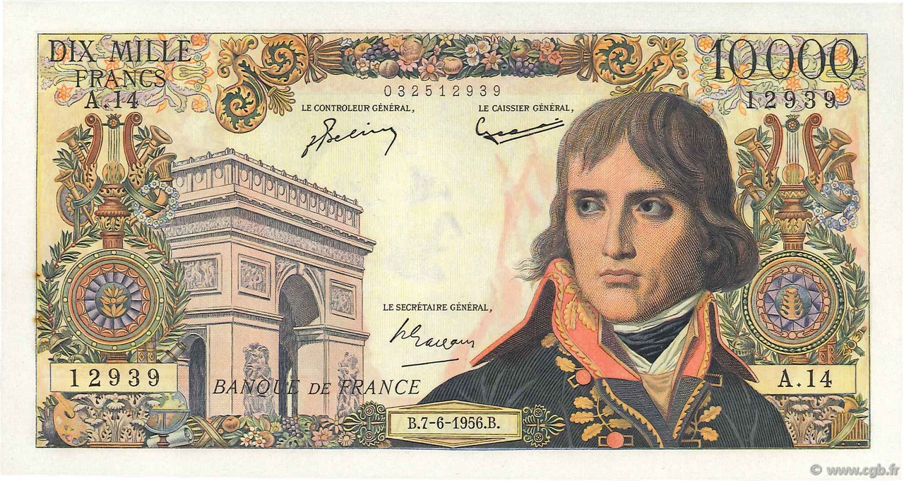 10000 Francs BONAPARTE FRANCE  1956 F.51.03 SUP+