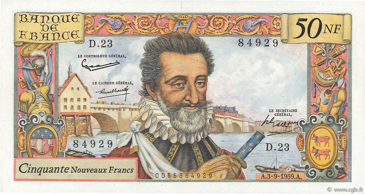 50 Nouveaux Francs HENRI IV FRANCE  1959 F.58.03 SPL