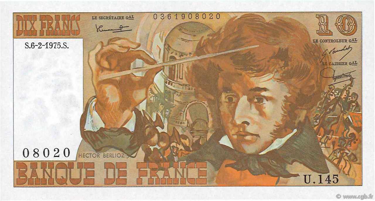 10 Francs BERLIOZ FRANCE  1975 F.63.08 NEUF