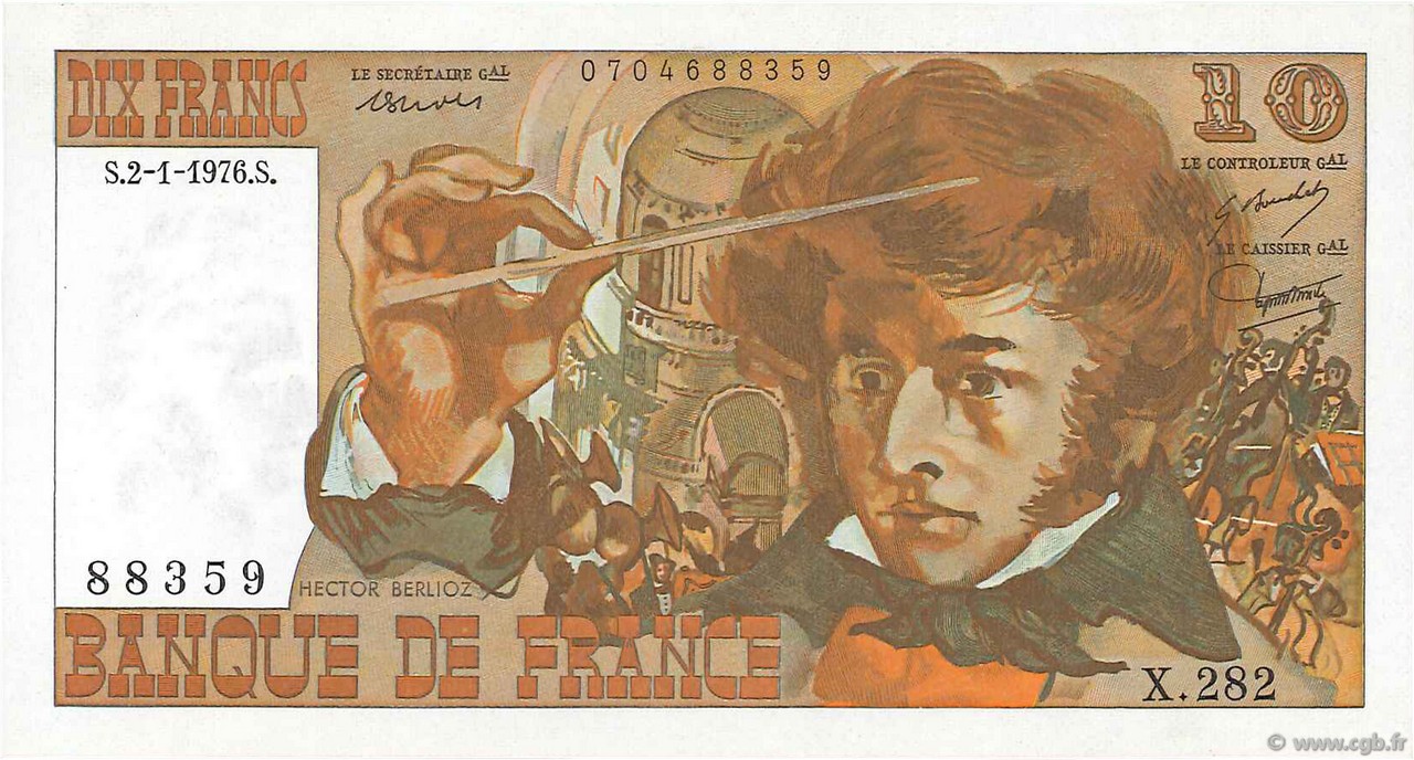 10 Francs BERLIOZ FRANCE  1976 F.63.16-282 SPL