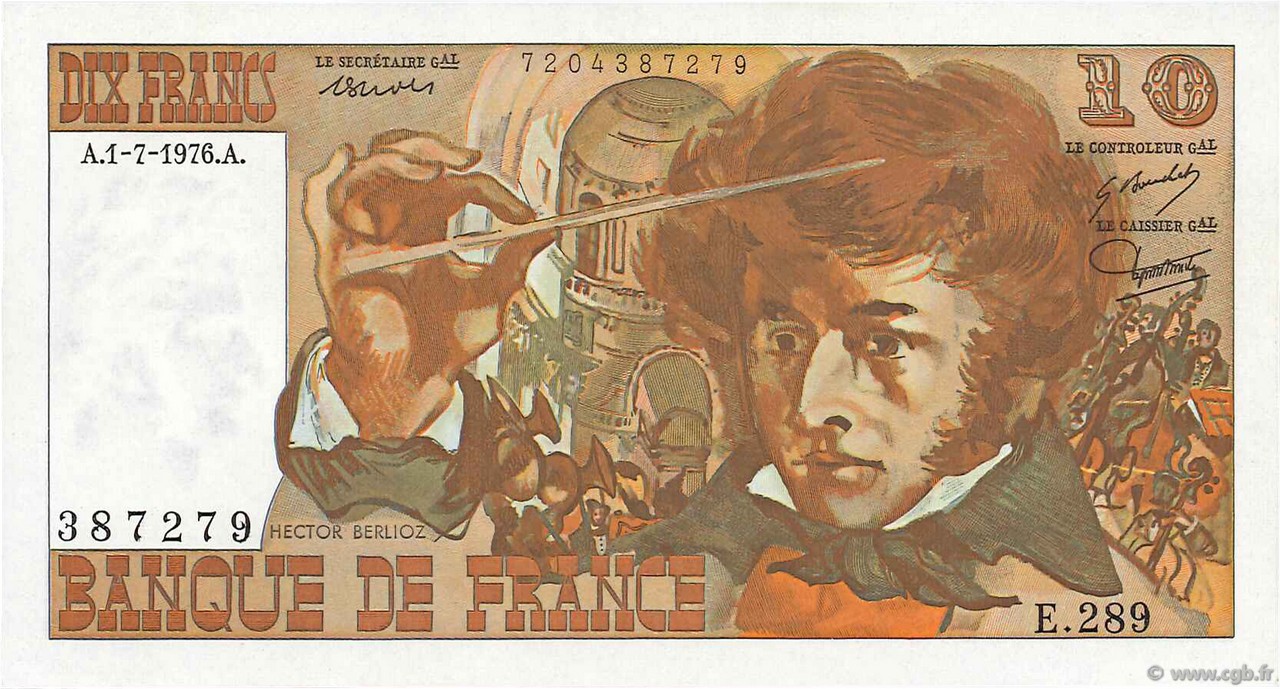 10 Francs BERLIOZ FRANCE  1976 F.63.19 SPL