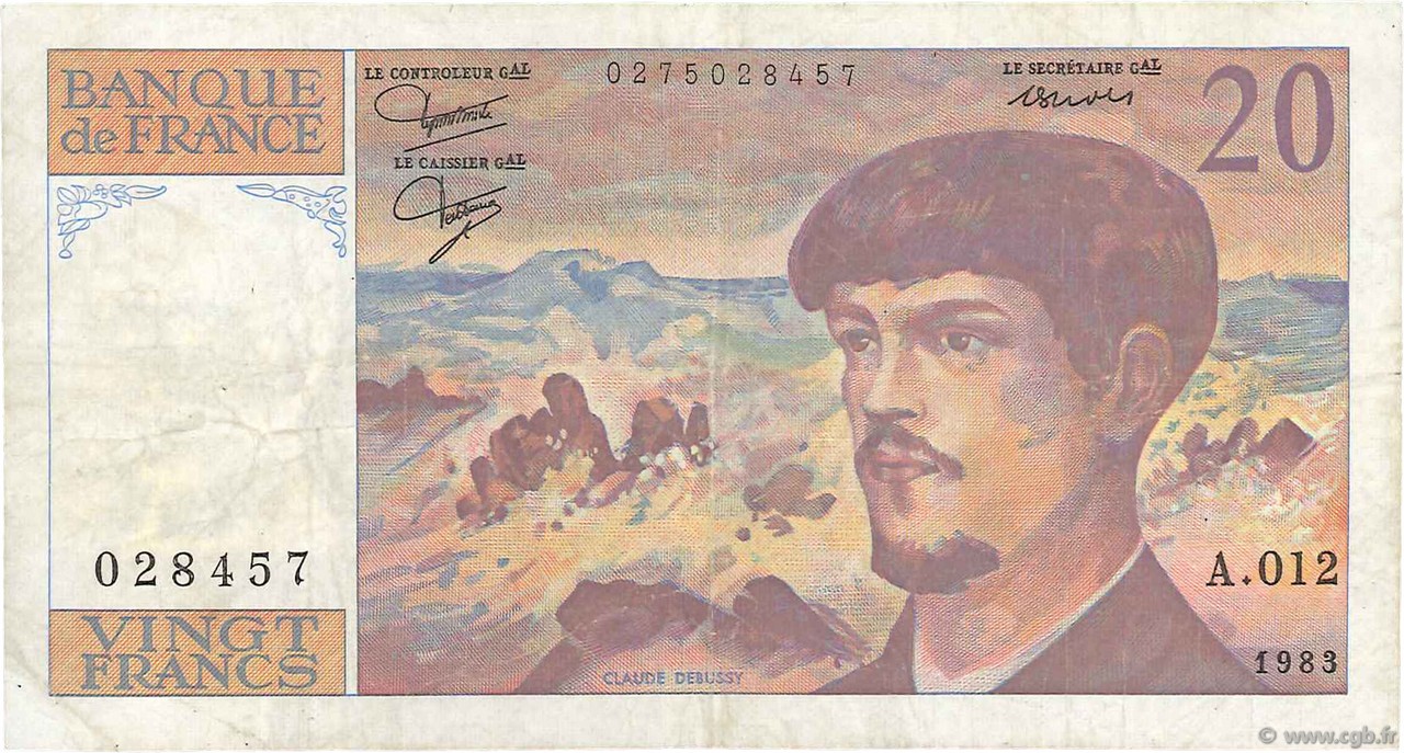 20 Francs DEBUSSY FRANCE  1983 F.66.04A12 pr.TTB