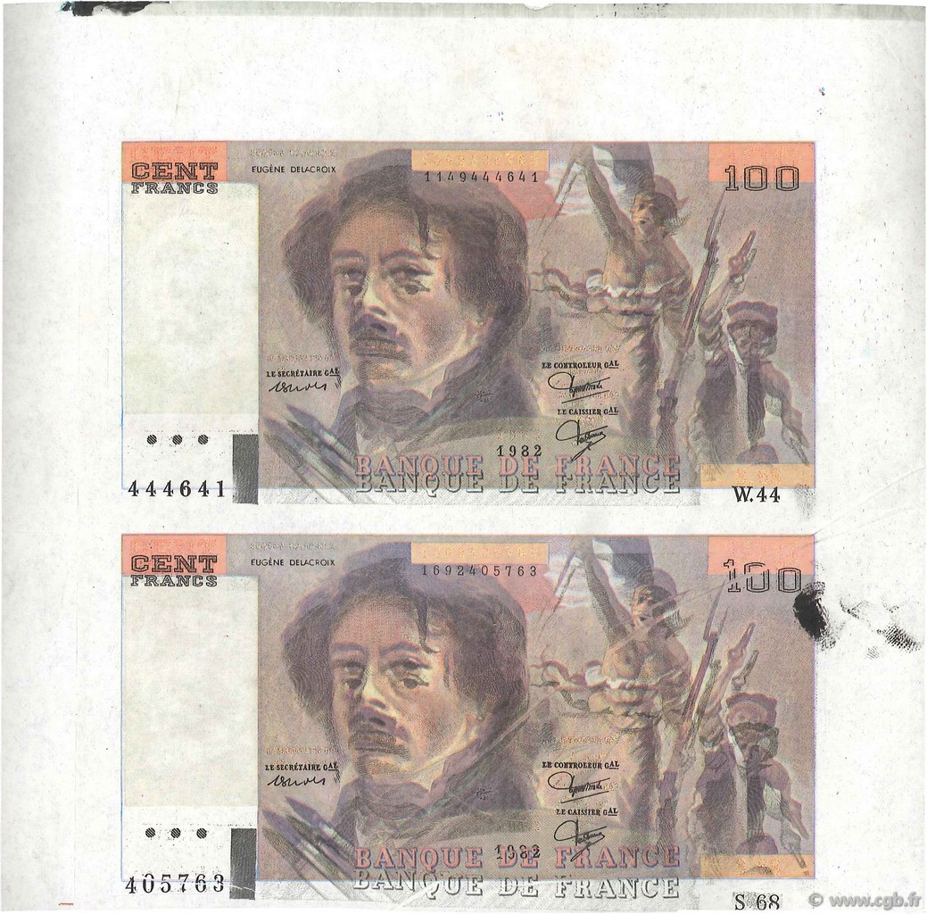 100 Francs DELACROIX modifié Faux FRANCE  1982 F.69.06x TTB+