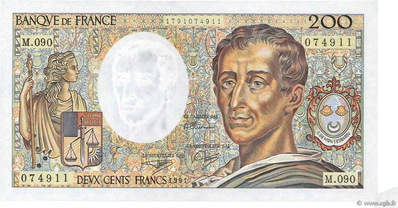 200 Francs MONTESQUIEU FRANCE  1991 F.70.11 NEUF